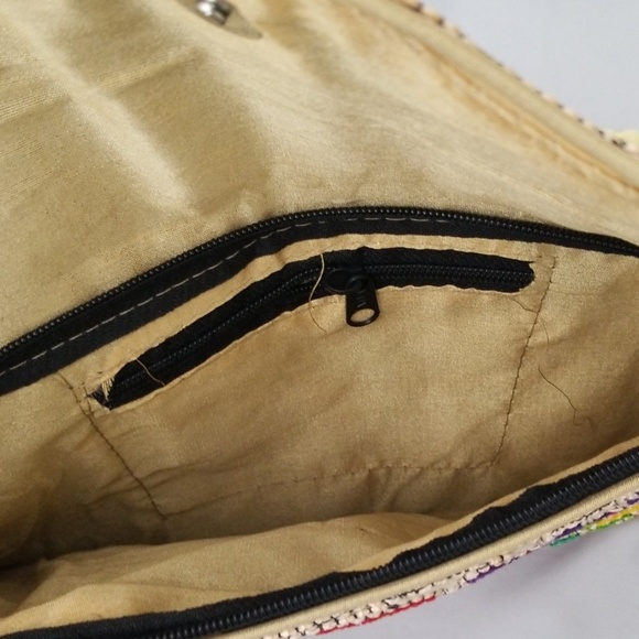 CREAM Elephant Tapestry Crossbody Bag Clutch - Picture 7 of 8